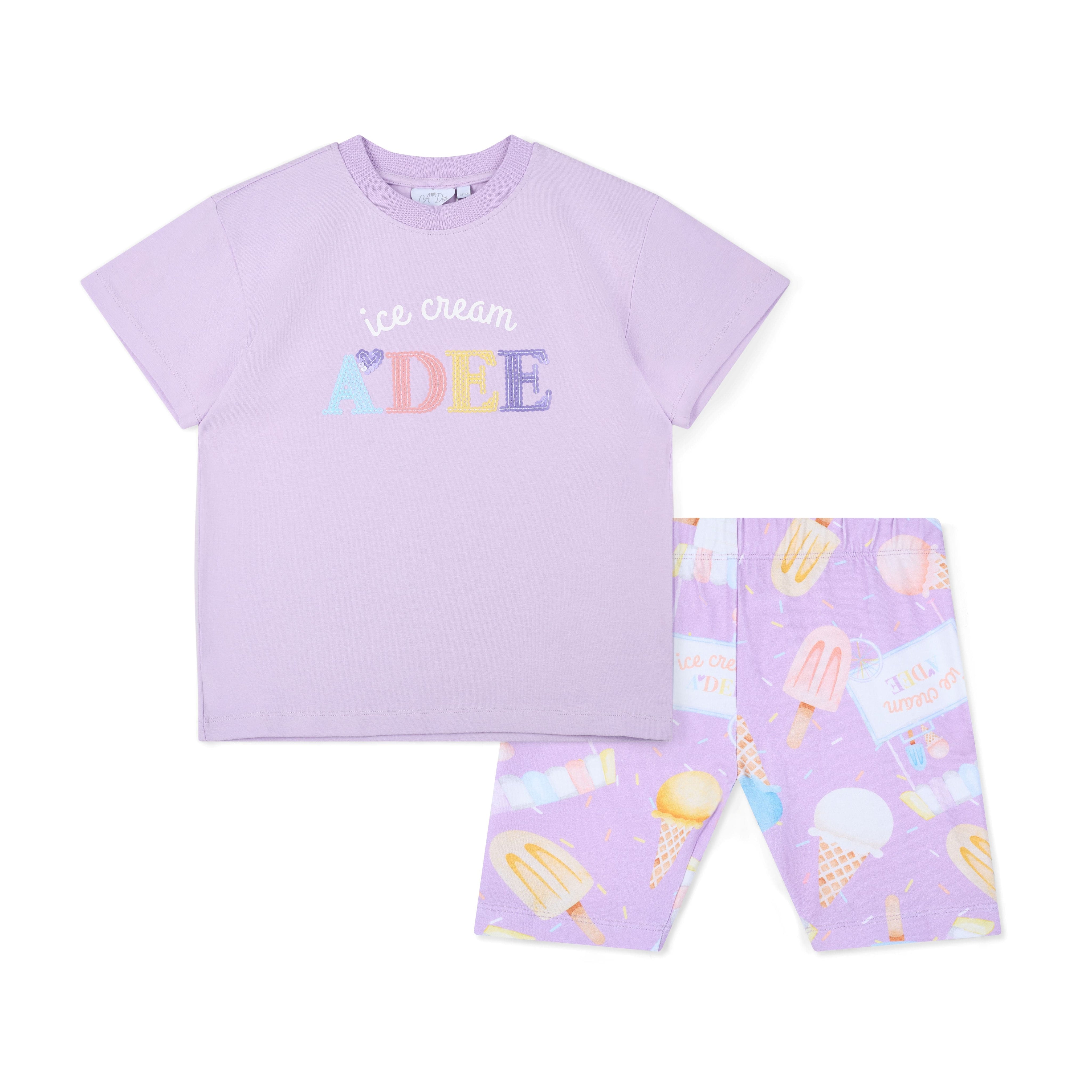 A DEE - Sophia Pastel Parlour Ice Cream Print Cycling Short Set  - Lilac