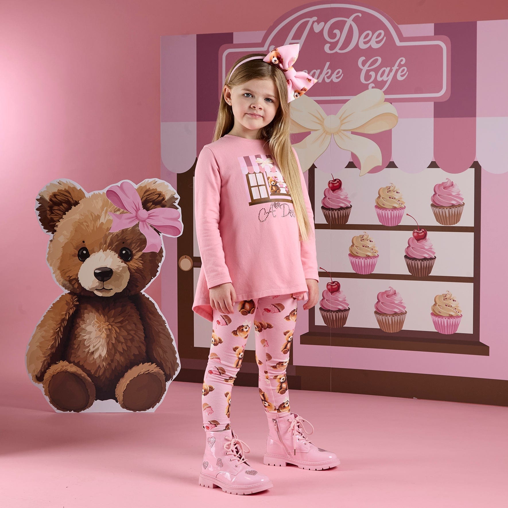 A DEE - Teddy Bear Bakery Missy Cupcake Legging Set - Rose Pink