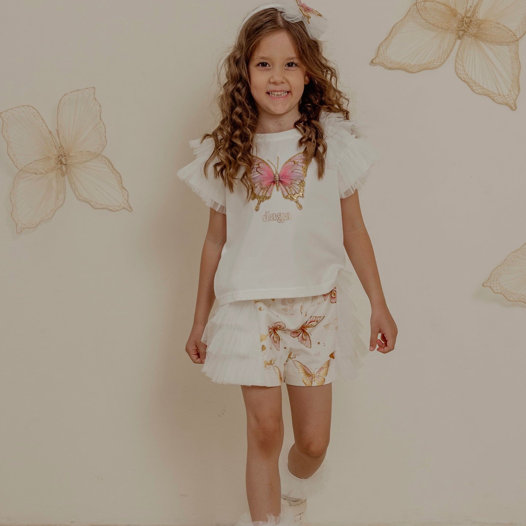 Daga - Twinkle Flight Tulle Short Set - White