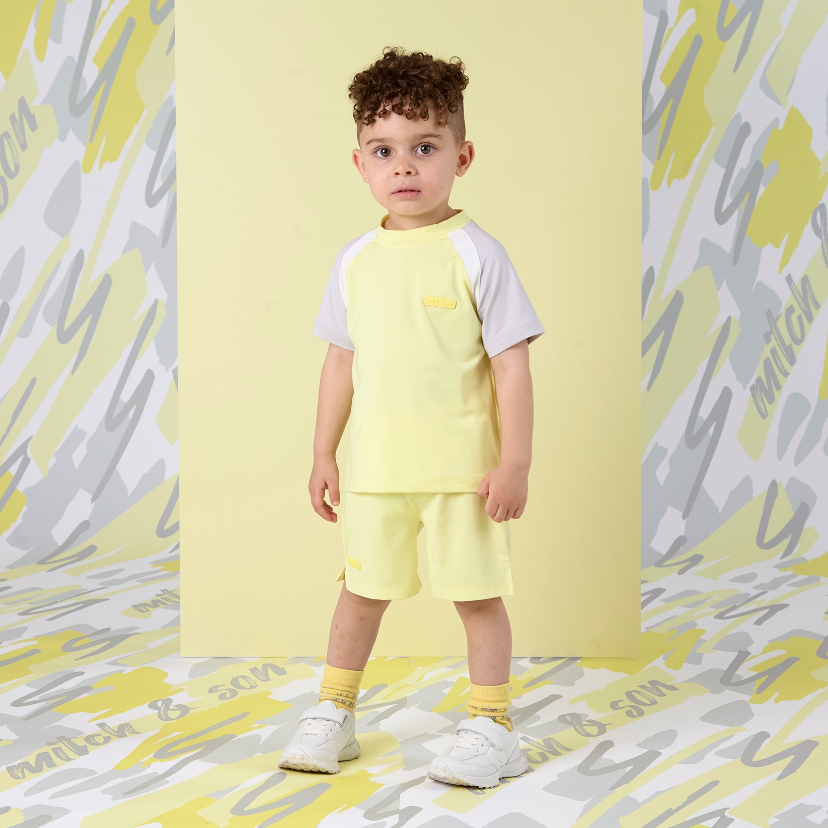 MITCH & SON - Gregory Lemon Doodles Poly Soft Short Set - Lemon Glo