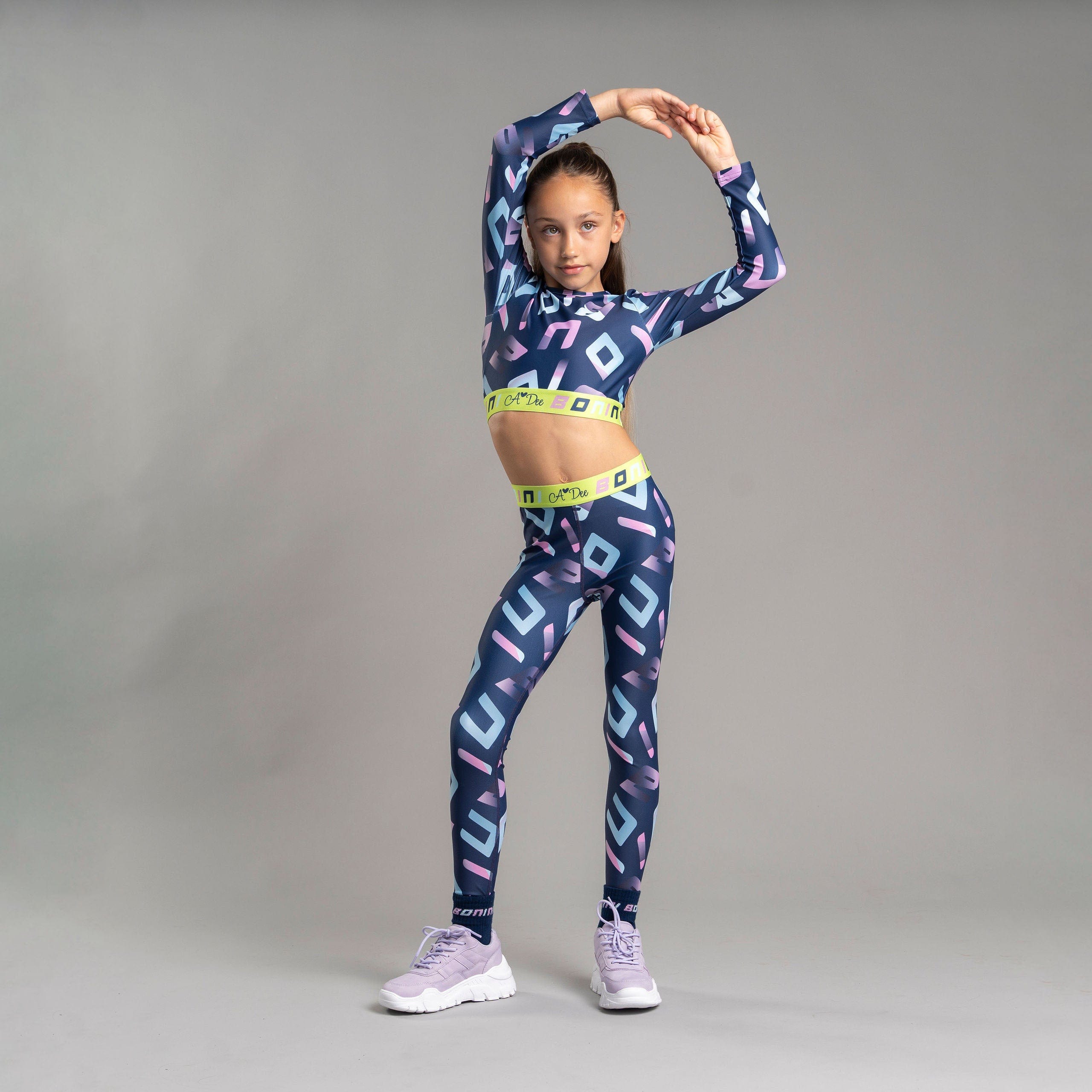 BONINI BY A DEE - Tape Waistband Legging Inspire & Long Sleeve Sports Top Power - Blue Navy
