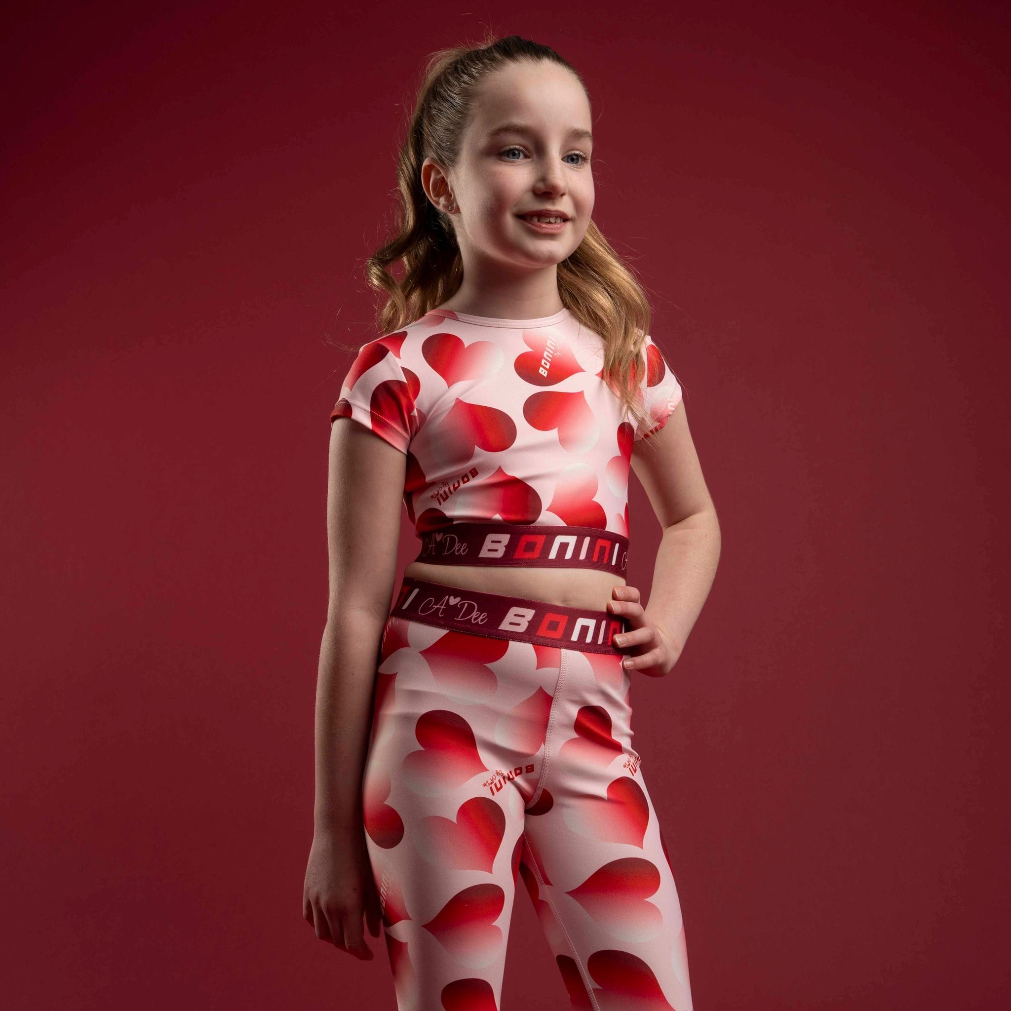 BONINI BY A DEE - Motion & Sprint Printed Short Sleeve Tape Top  & Legging Set - Light Pink