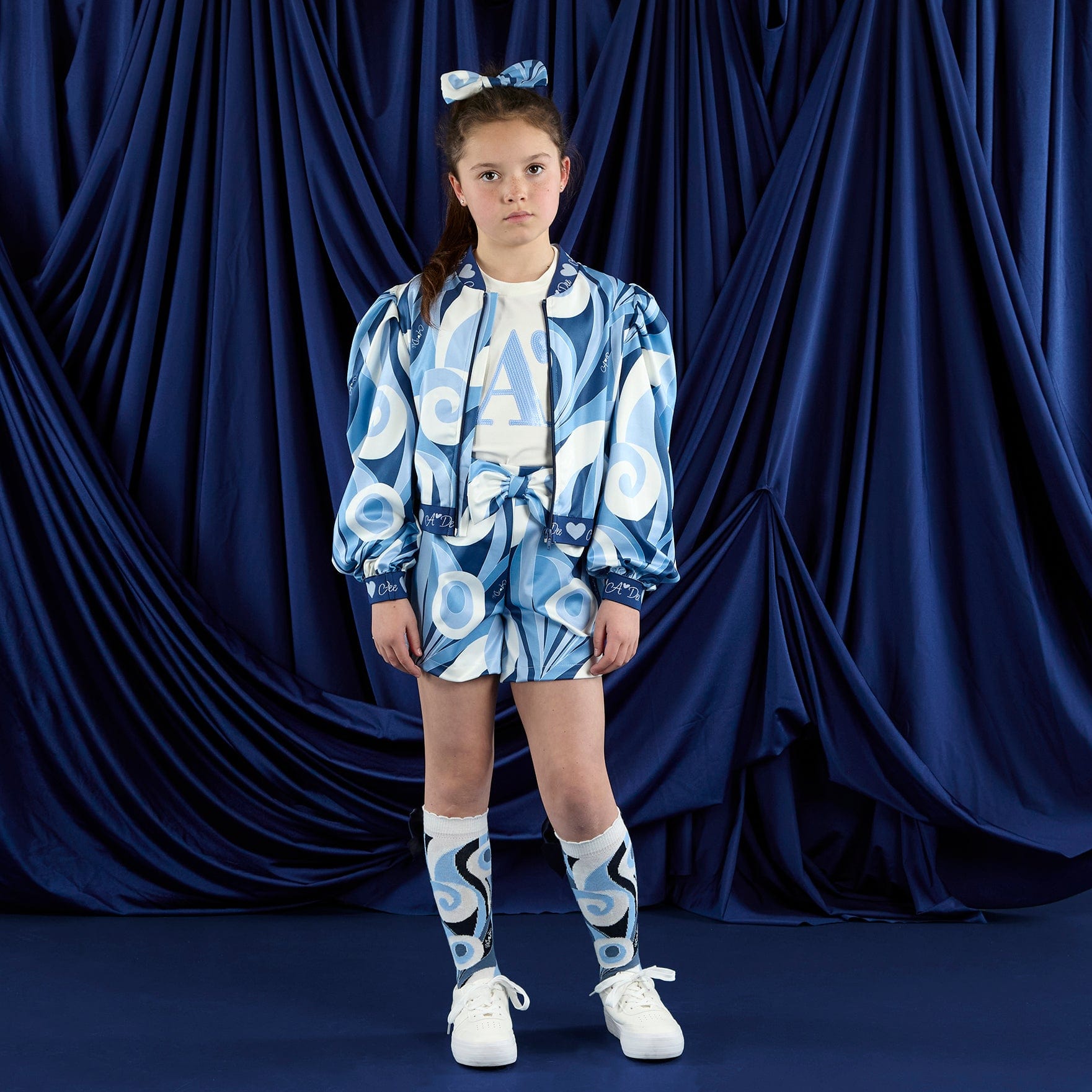 A DEE - Twilight Twirls Lizzy Swirl Print Bomber - Powder Blue