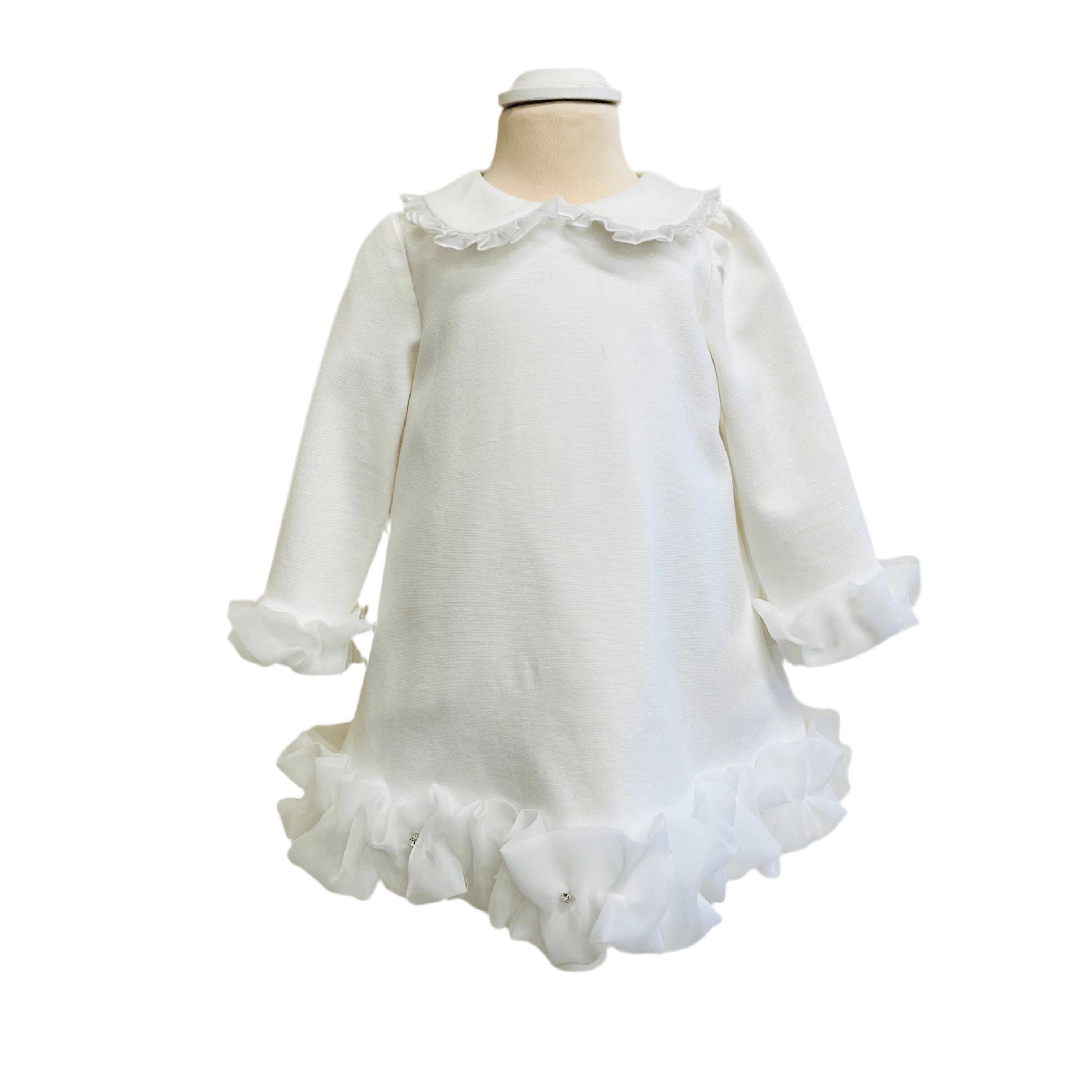 Bimbalo - Pearl Detail Ruffle Dress - Cream