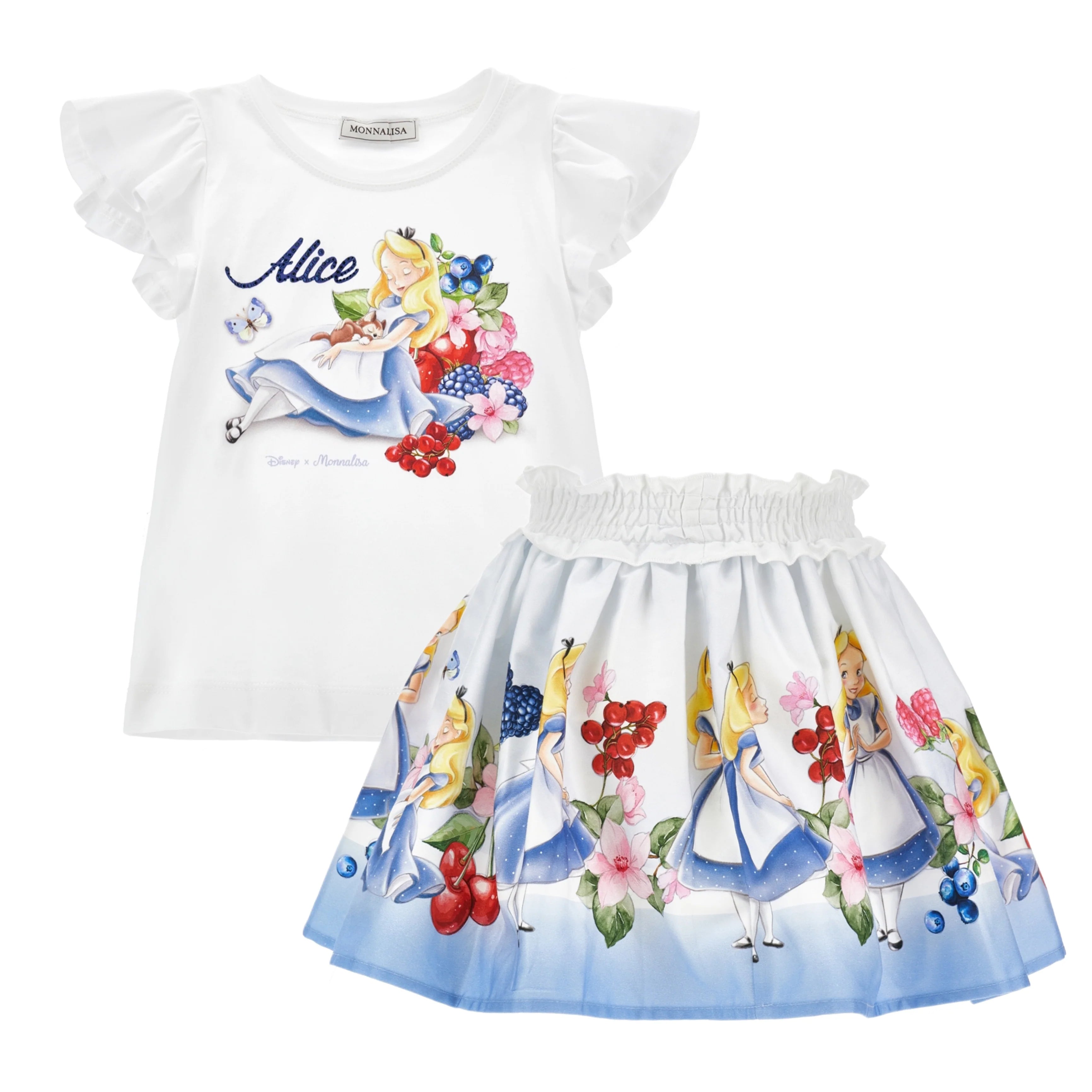 MONNALISA - Alice In Wonderland Skirt Set - Blue