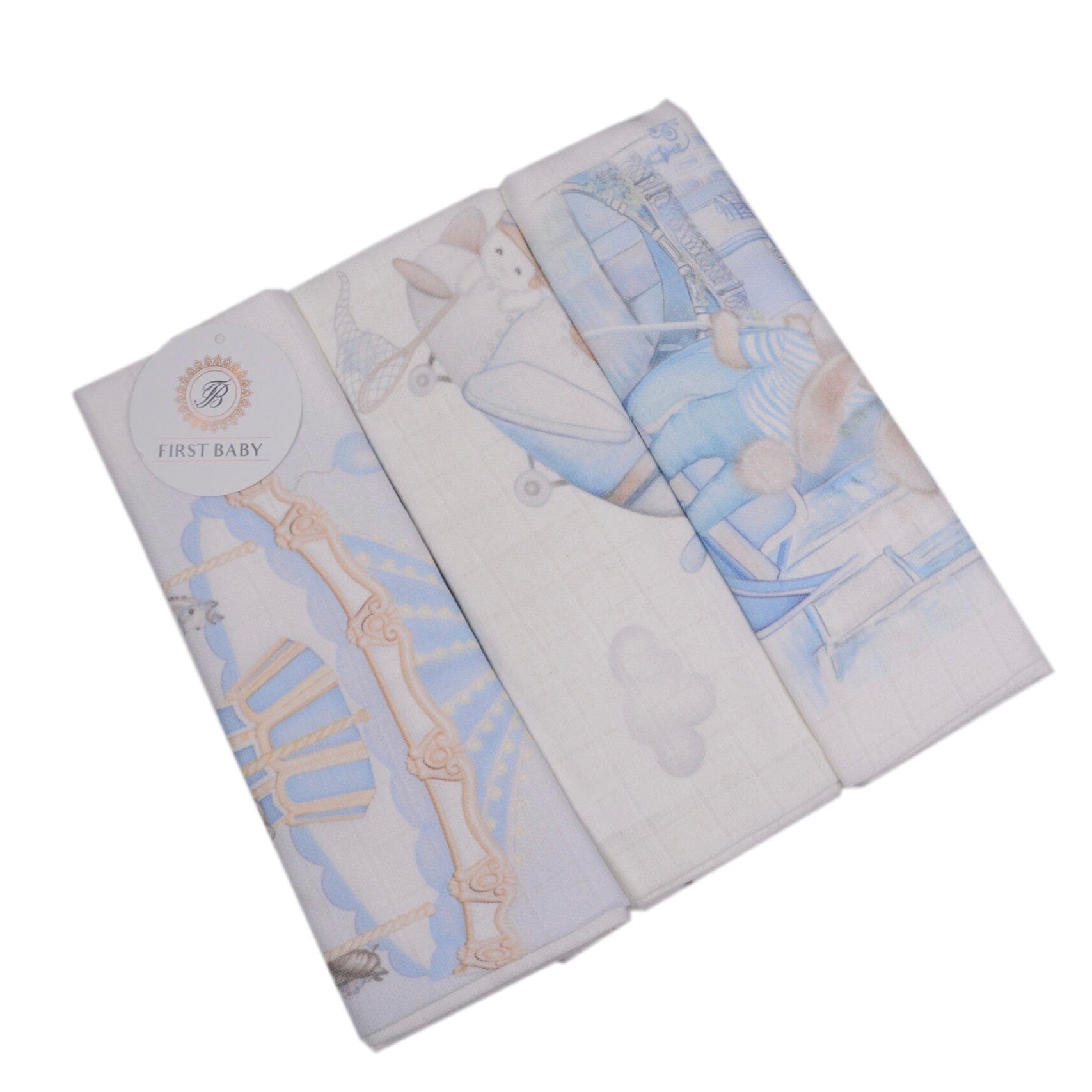 FIRST BABY - Muslin Three Pack Set  - Blue