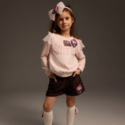 Daga - Chocolate Teddy  Sweatshirt Cord Short Set - Pink