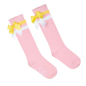 A DEE - Lelli Chic Chevron Bow Knee High Socks  - Pink