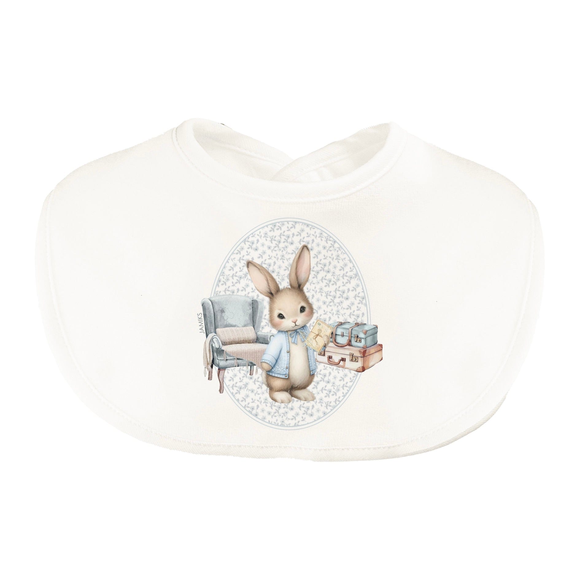 JAMIKS - Velour Damaso Rabbit Bib - Blue