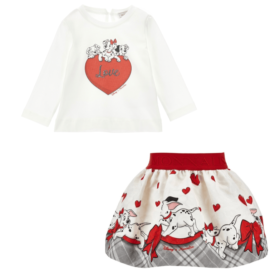 MONNALISA - Dalmatian Top &  Skirt Set - Red
