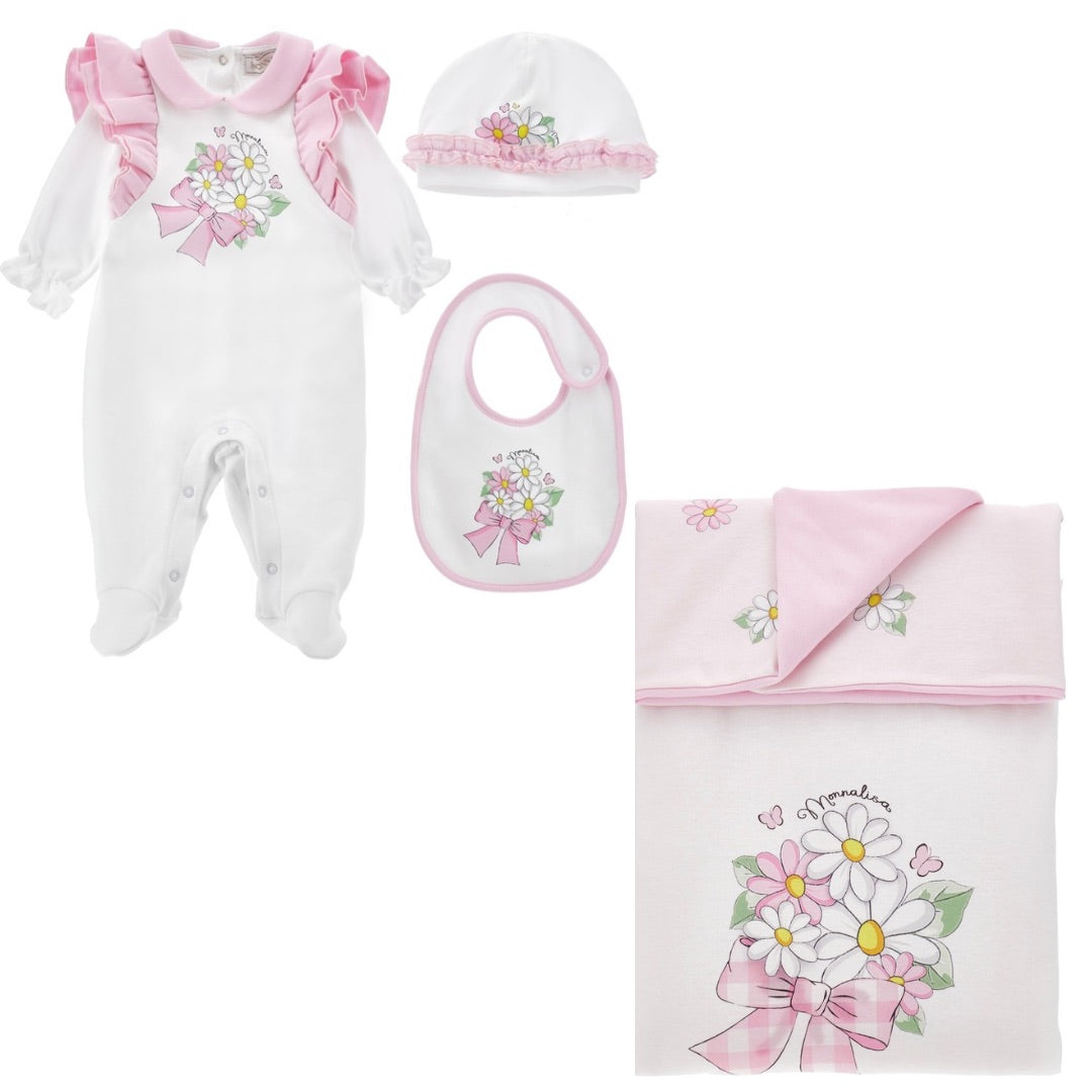 MONNALISA - Daisy Layette Four Piece Set - Pink