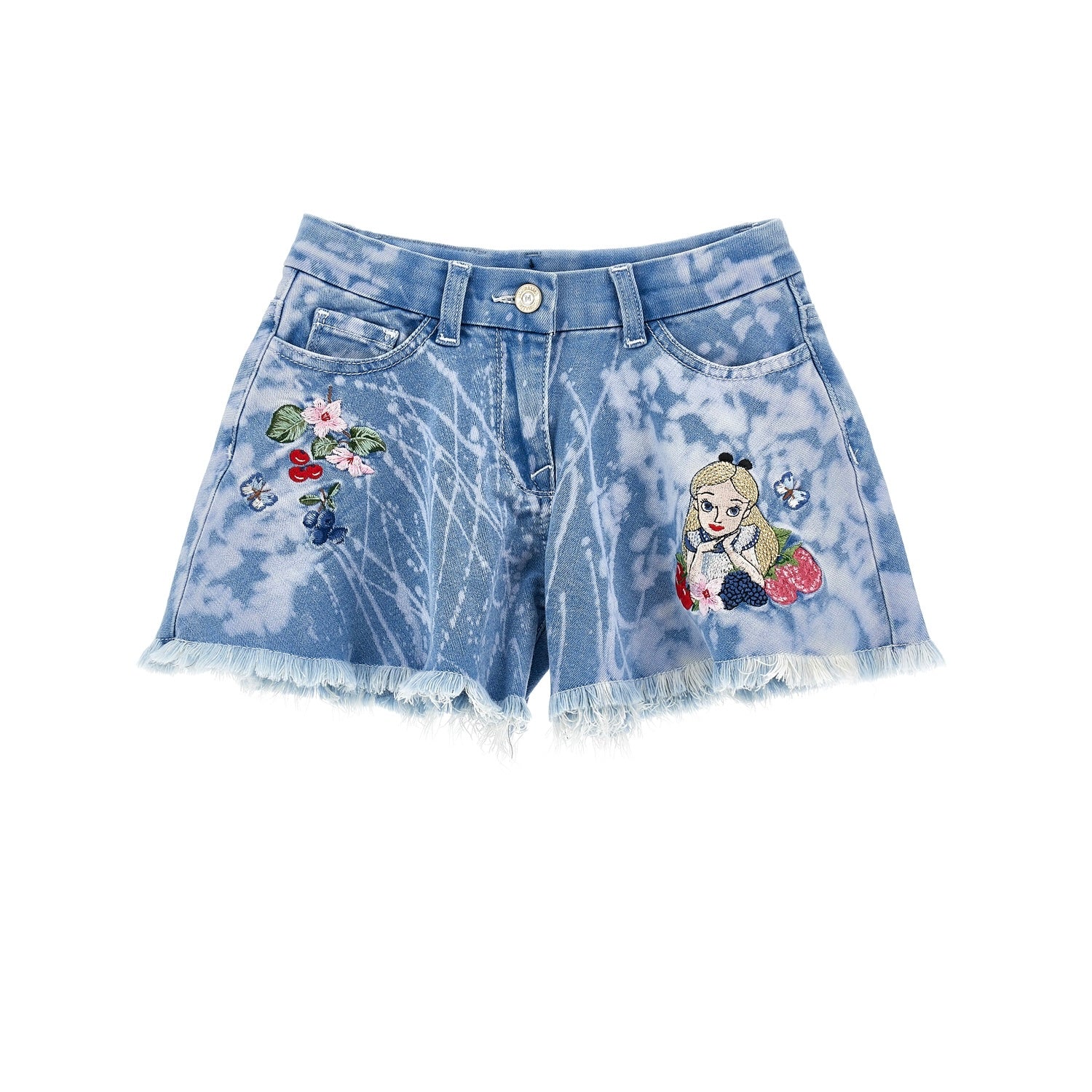 MONNALISA - Alice In Wonderland Denim Short Set - Blue