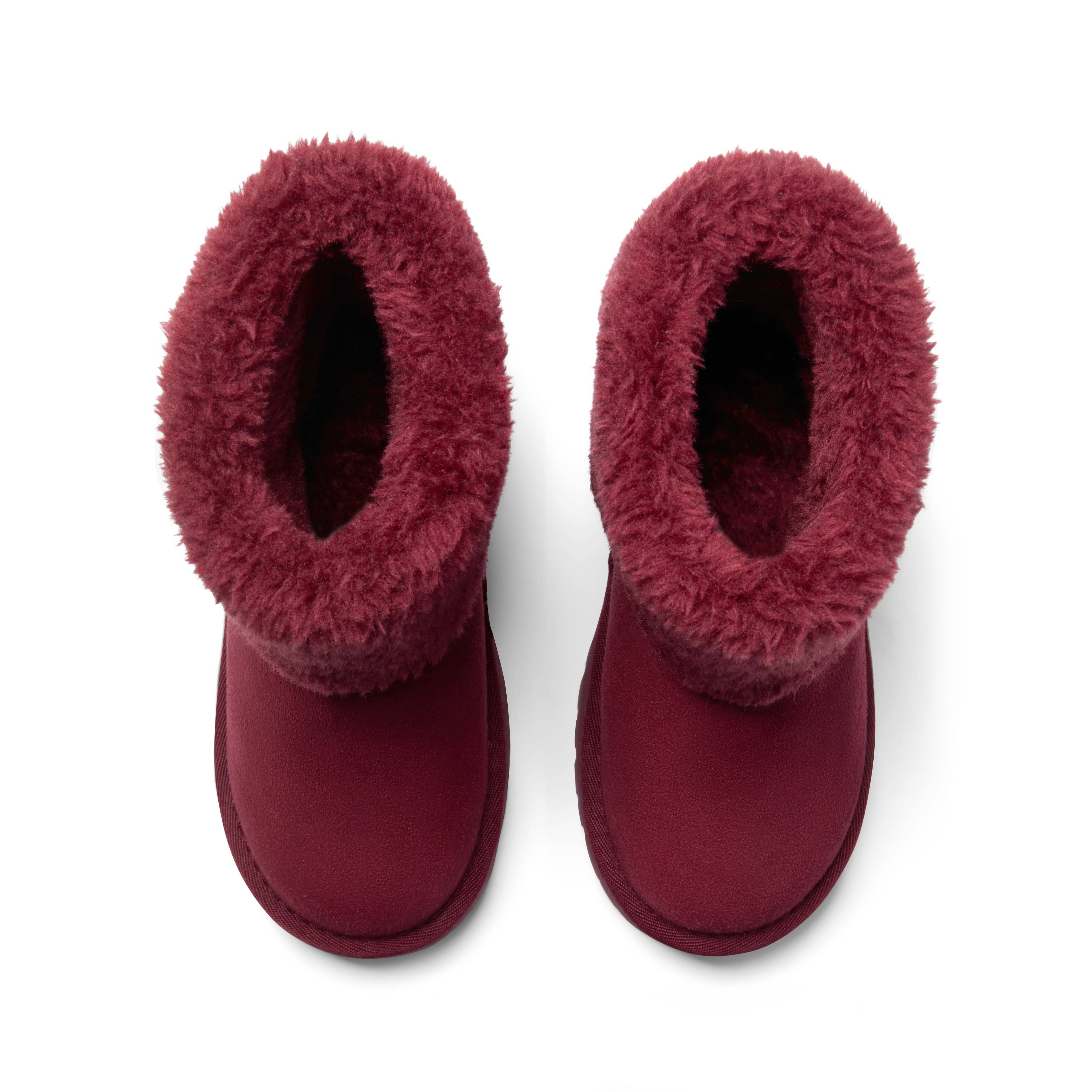 A DEE - Fluffie Fur Trimmed Boot - Deep Cherry