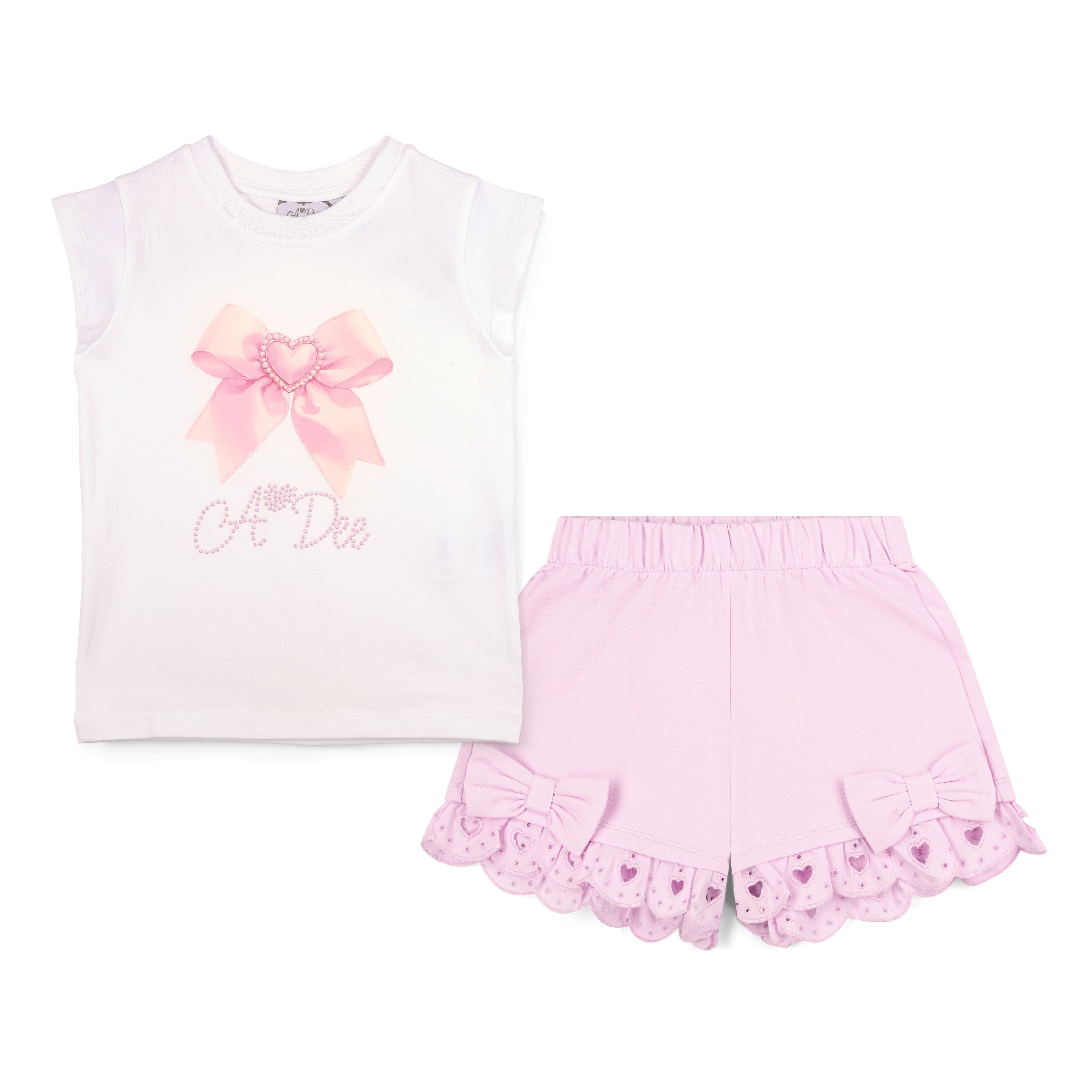 A DEE - Roxy  Bow-tique Chic Short Set With Bow Artwork - White