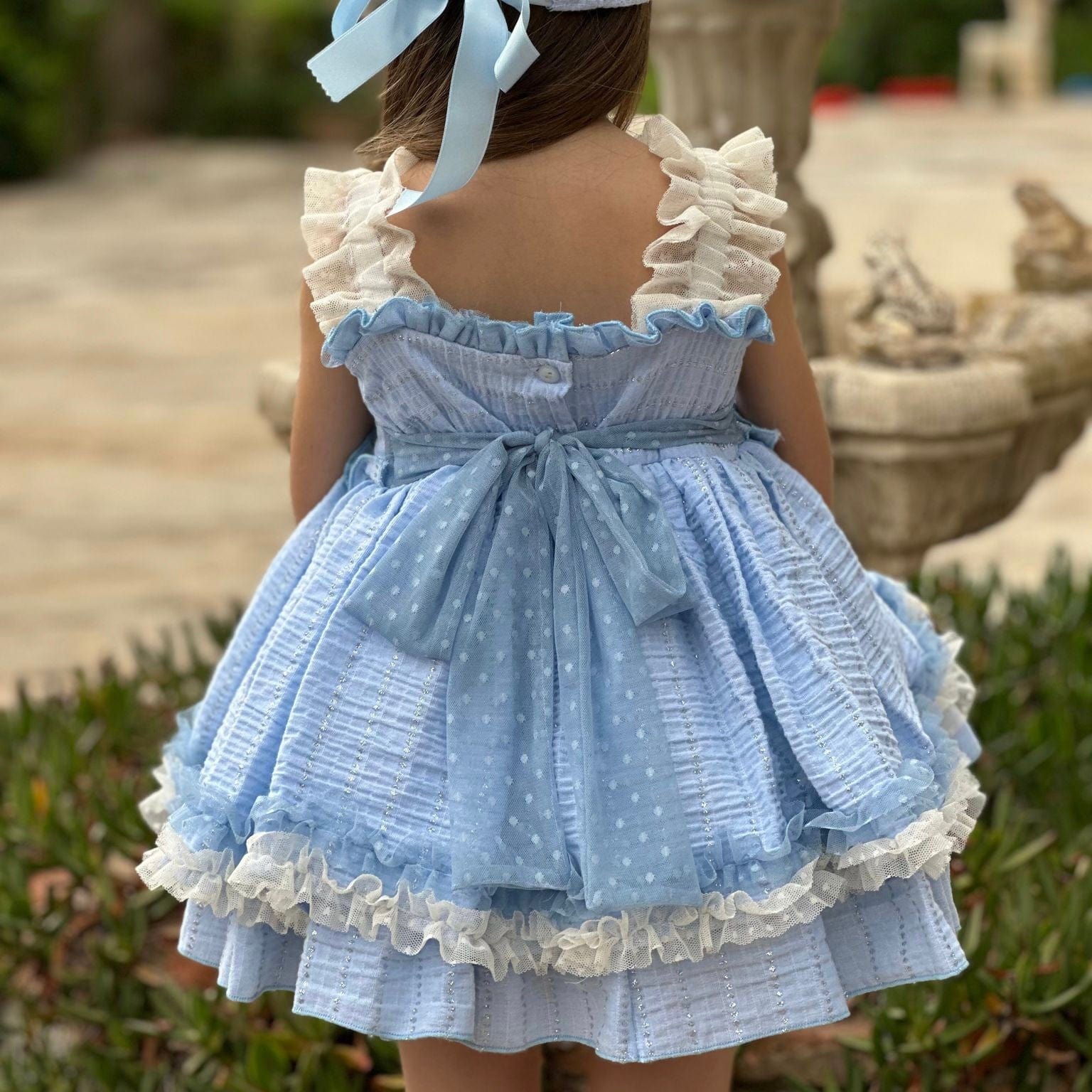 LA AMAPOLA - Helen Puffball Dress - Blue