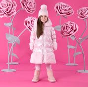 A DEE - Winter Bloom Aurora Long Fur Trim Jacket - Pale Pink