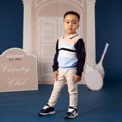 MITCH & SON - Classic Collection Sebastian & Silas - Knitted Polo & Twill Trouser  - Stone Beige