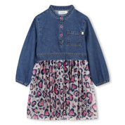 BILLIEBLUSH - Heart Leopard Denim Dress - Blue