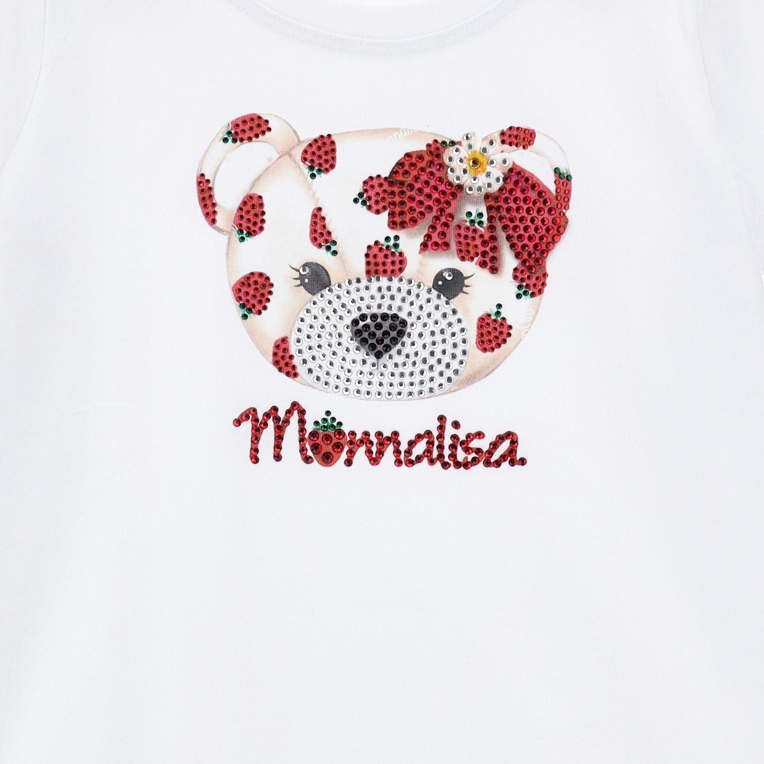 MONNALISA - Strawberry Short Set - White