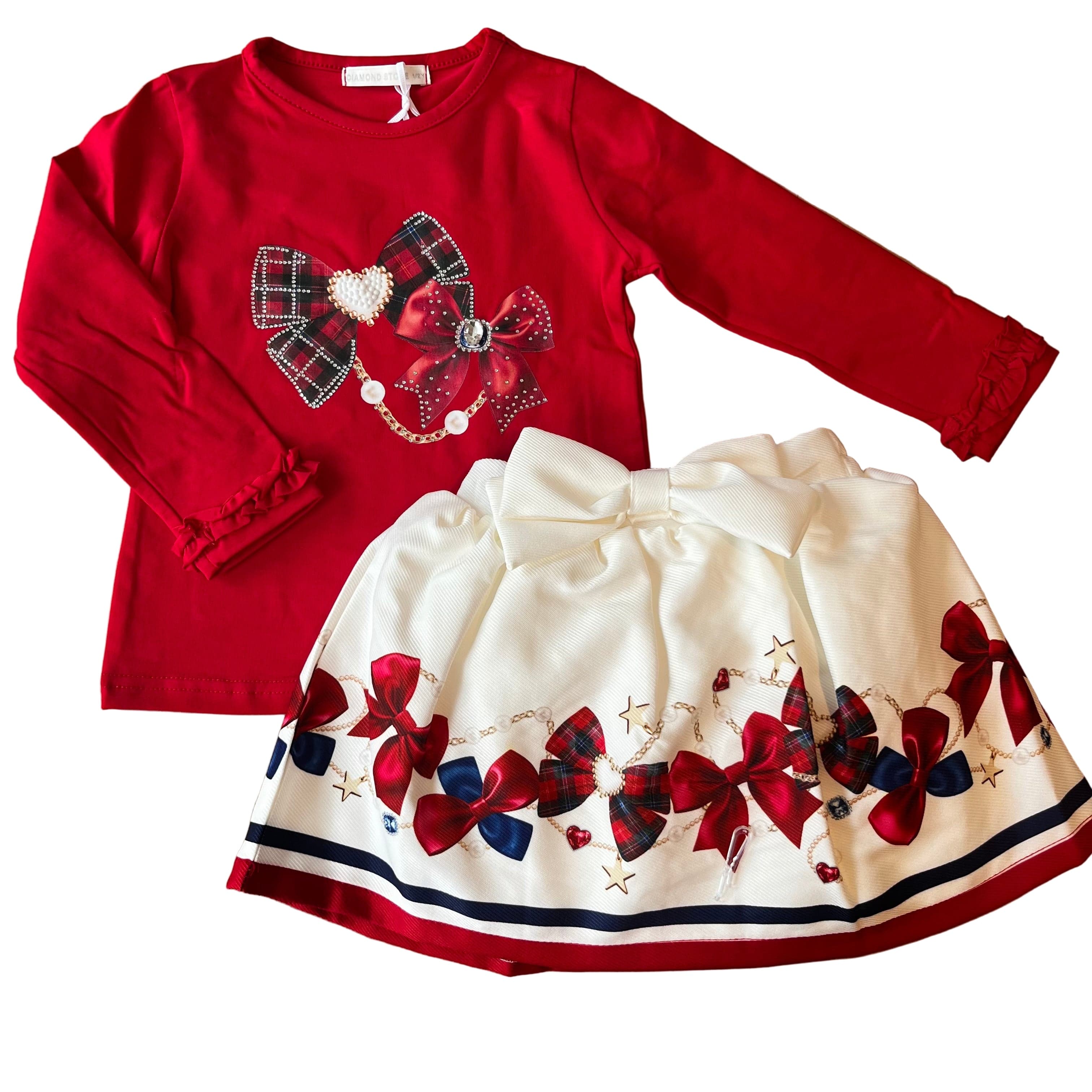 IS - Bow  Skirt Set - Red