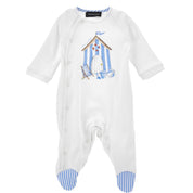 MONNALISA - Beach Hut Babygrow  - White