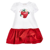 MONNALISA - Strawberry Jersey Dress - White