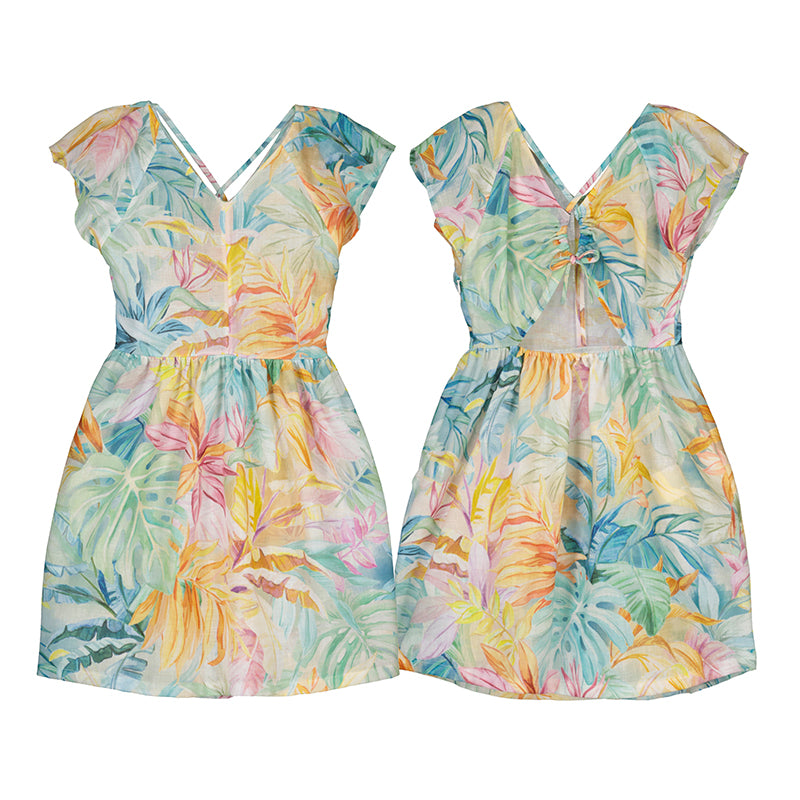 MAYORAL - Palm Leaf Dress - Multicoloured