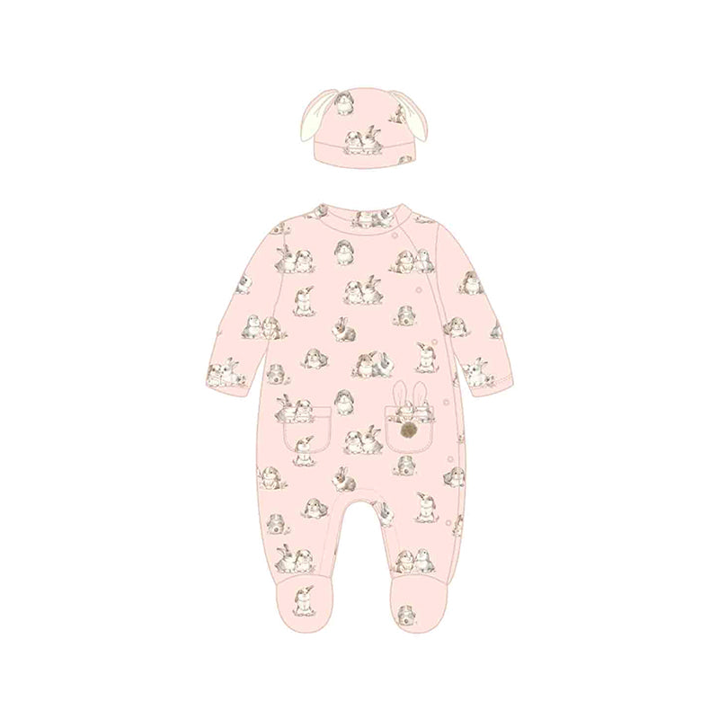 MAYORAL - Bunny Babygrow With Hat - Pink