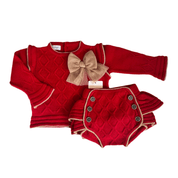 Rahigo - Two Piece Jam Pant Set With Camel Trim - Red