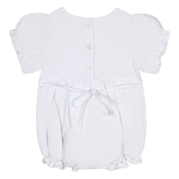 LITTLE A - Joly Pastel Hearts Broderie Andlaise Romper - White