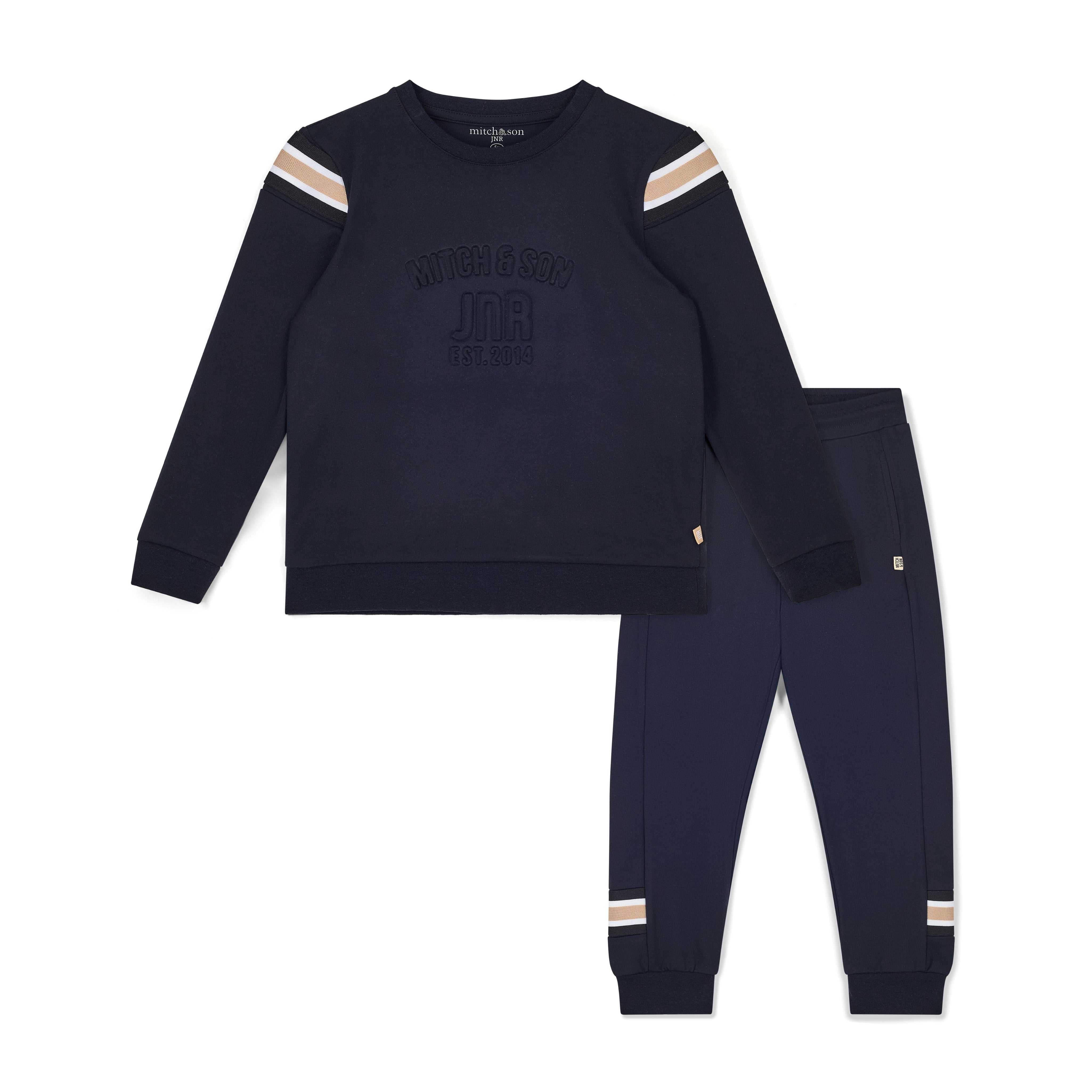 MITCH & SON - JNR Luis Embossed Crew Neck Tracksuit - Black