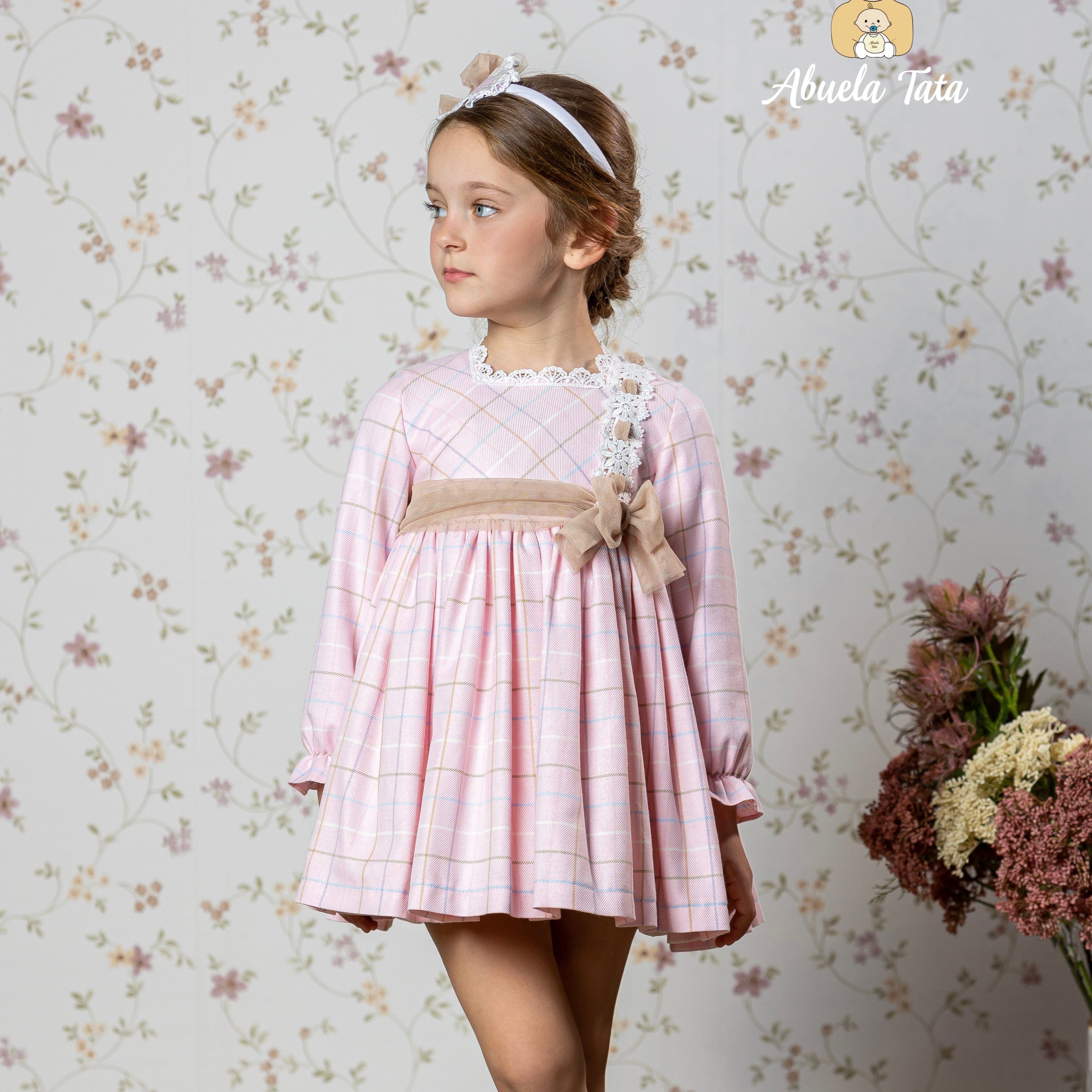 ABUELA TATA - Check Puffball Dress - Pink