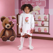 A DEE - Teddy Bear Bakery Michelle Sweat Dress With Bow - Snow White