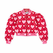 A DEE - Love Story Lisette Heart Print Bomber - Vibrant Red