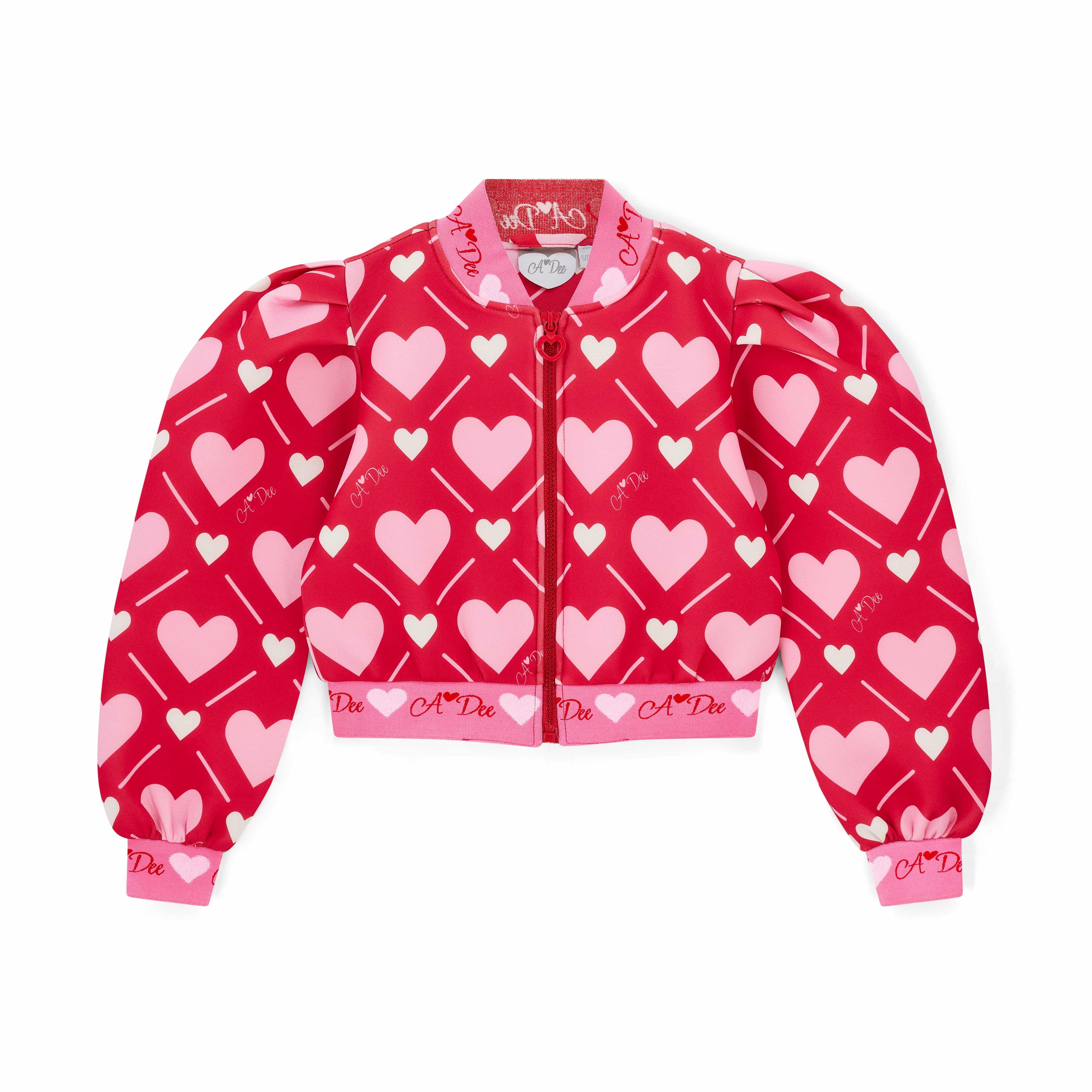 A DEE - Love Story Lisette Heart Print Bomber - Vibrant Red