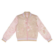 A DEE - Abstract Teddy Sassy Print Bomber Jacket & Star Skirt Set- Pink