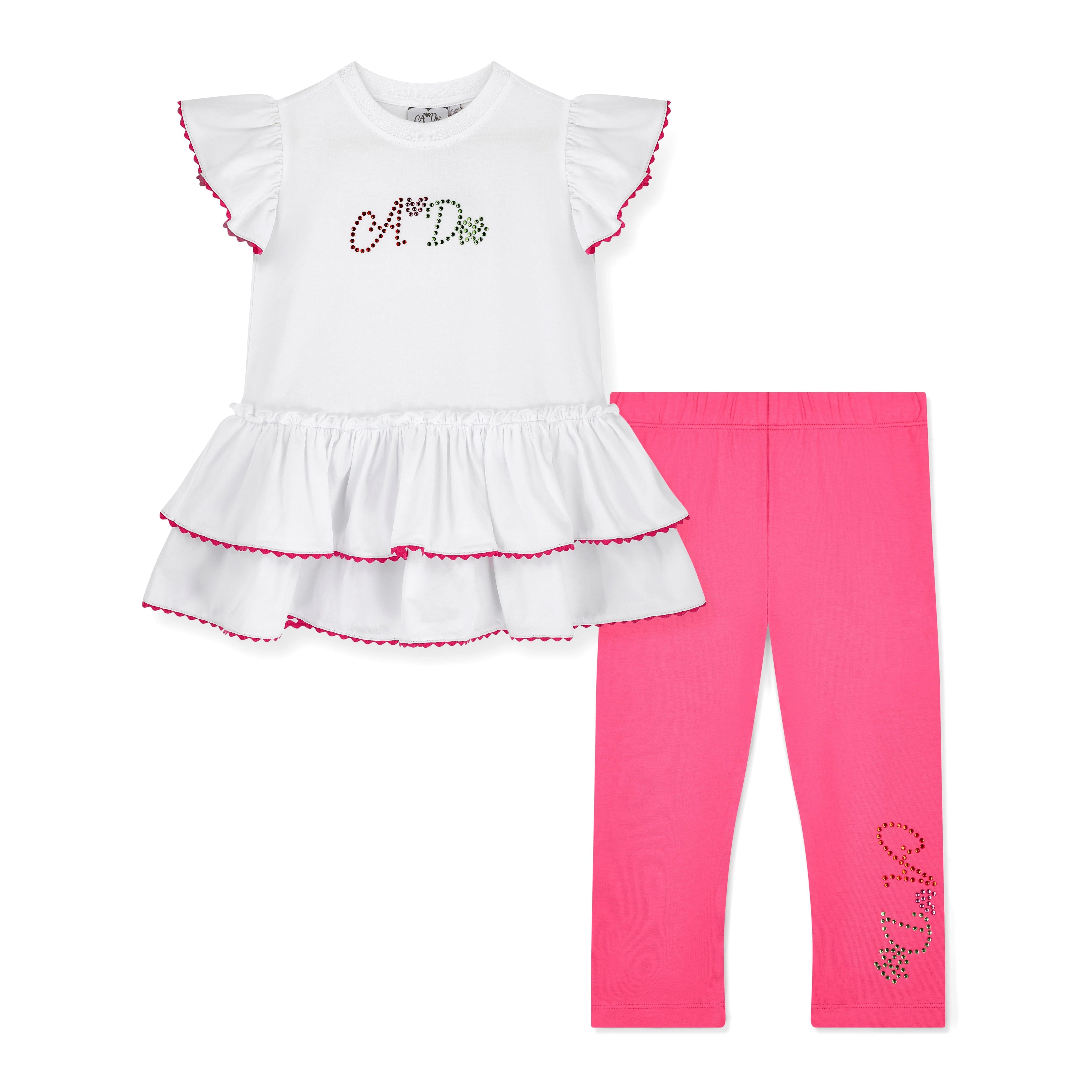 A DEE - Tallulah Tutti Frutti Ric Rac Legging Set - White