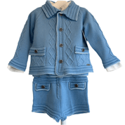Rahigo - Three Piece Short Set With Blue Trim -  Blue