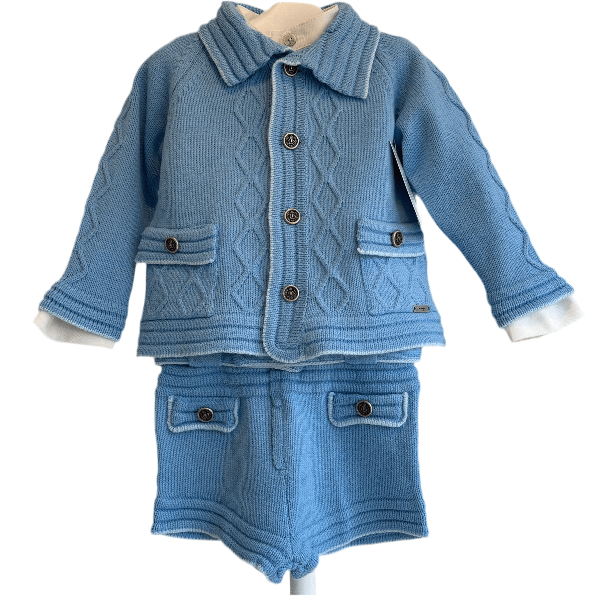 Rahigo - Three Piece Short Set With Blue Trim -  Blue