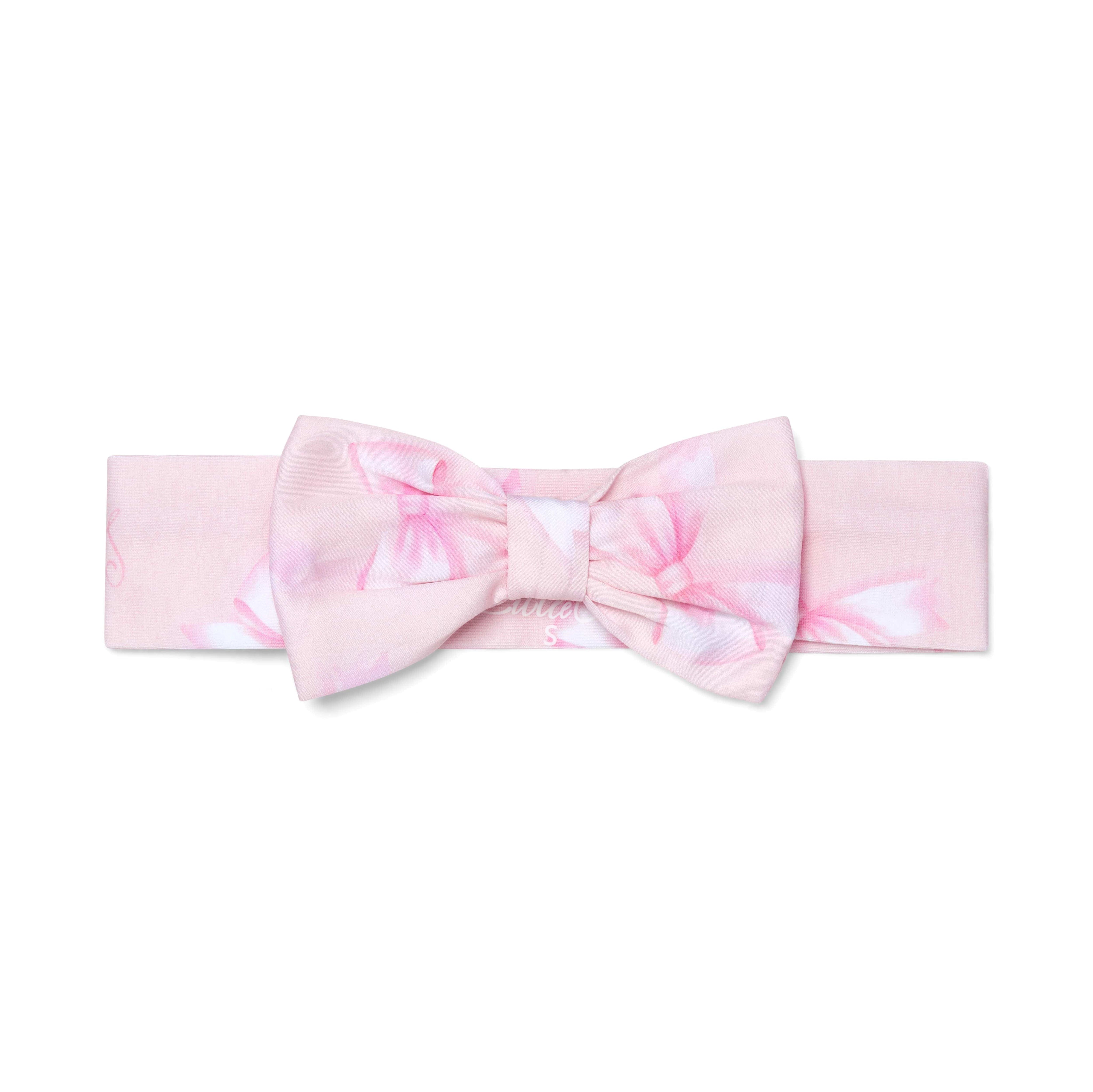 LITTLE A - Perfectly Pink Ora Bow Print Headband - Blossom Pink