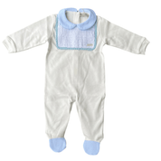 Piccola Speranza -Peter Pan collar  Bib Babygrow - Blue