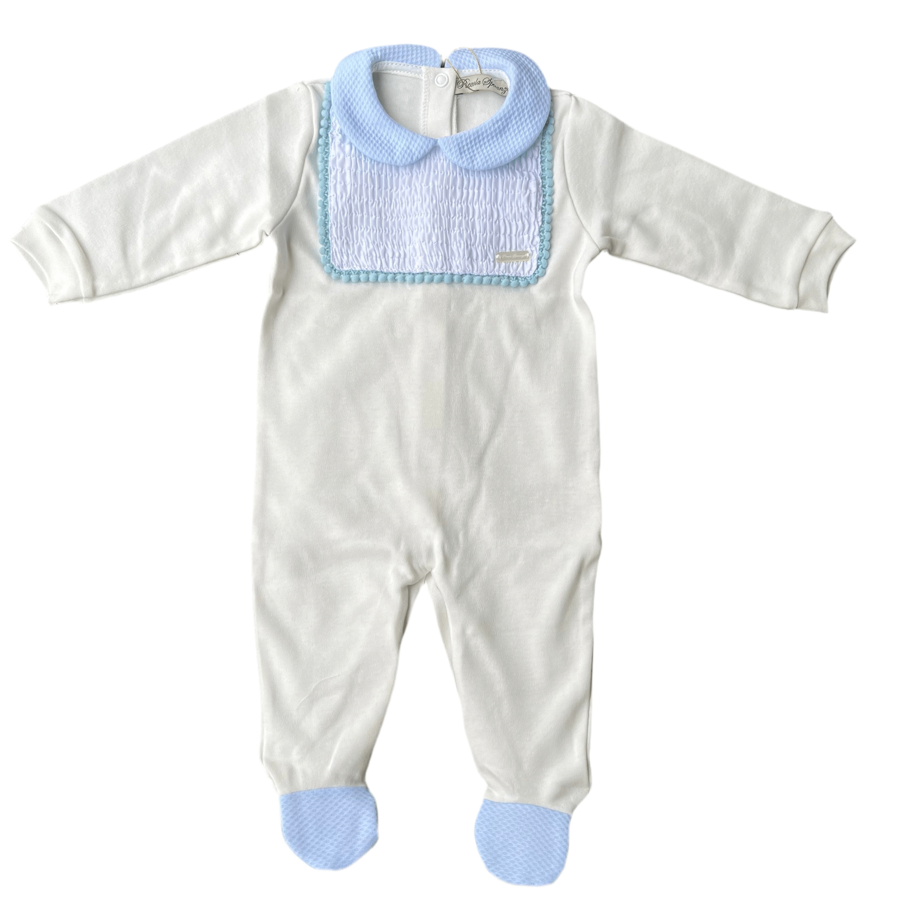 Piccola Speranza -Peter Pan collar  Bib Babygrow - Blue