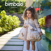 Bimbalo - Fur Hood Bow Print Coat - Camel