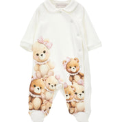 MONNALISA - Teddy Print  Babygrow  - Pink