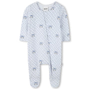 HUGO BOSS - Cotton Print Babygrow  & Hat Set -  Blue