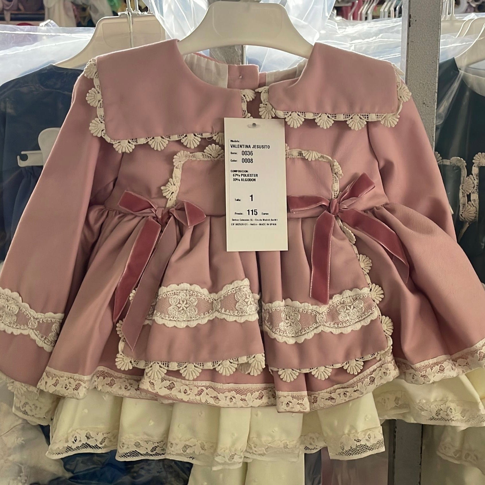 LA AMAPOLA - Beatriz Baby Dress & Bonnet - Pink main image 0