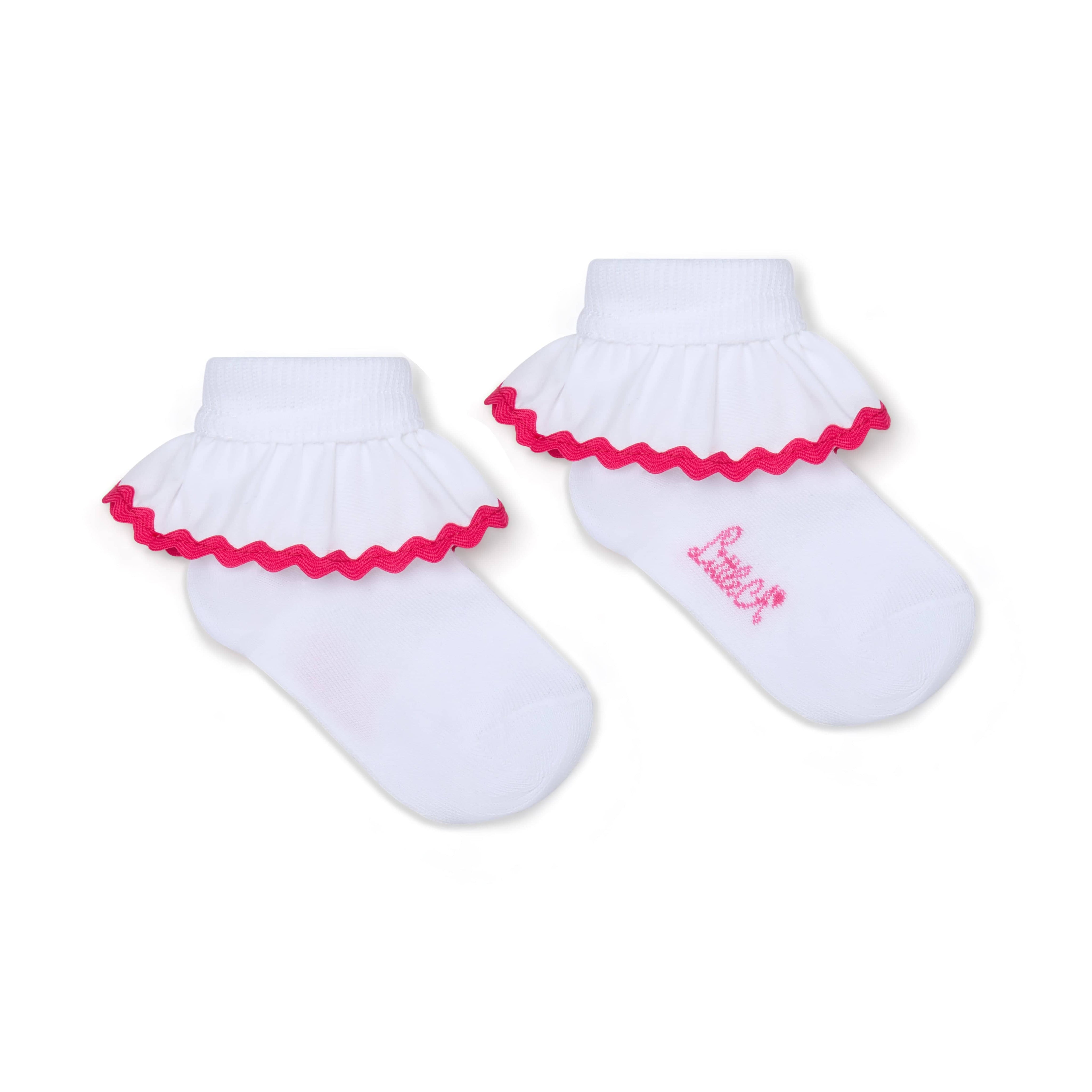 LITTLE A - Cutie Frutti Paige Ric Rac  Frill Ankle Sock - White