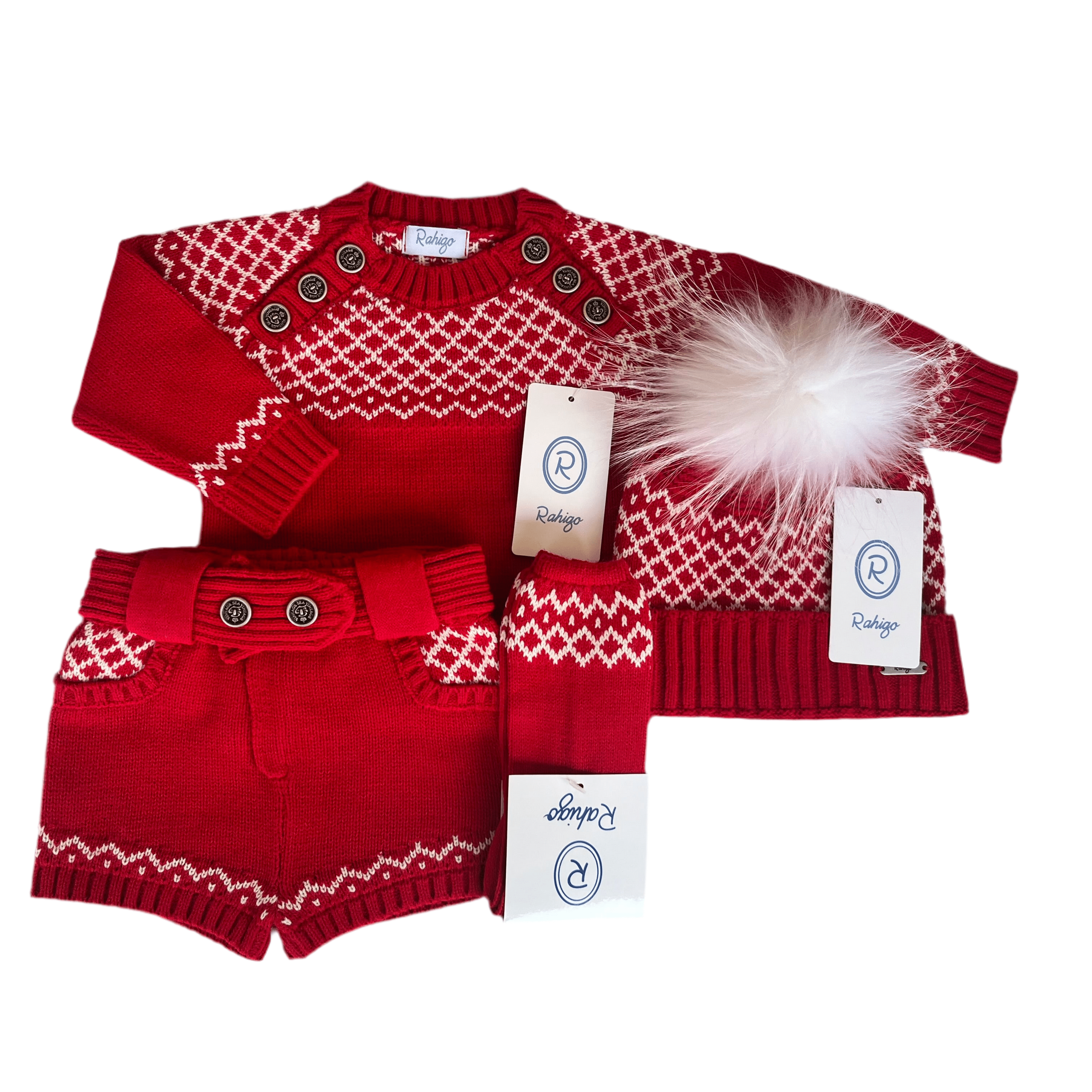 Rahigo - Four Piece Short Set -  Red