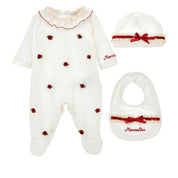 MONNALISA - Rose Bud & Lace Three Piece Set - Red