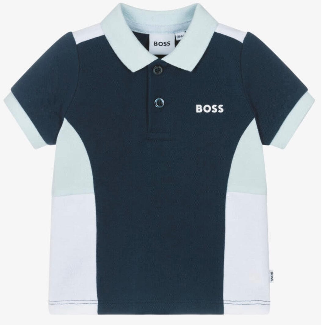 BOSS - Toddler Colour Block Polo Shirt - Navy